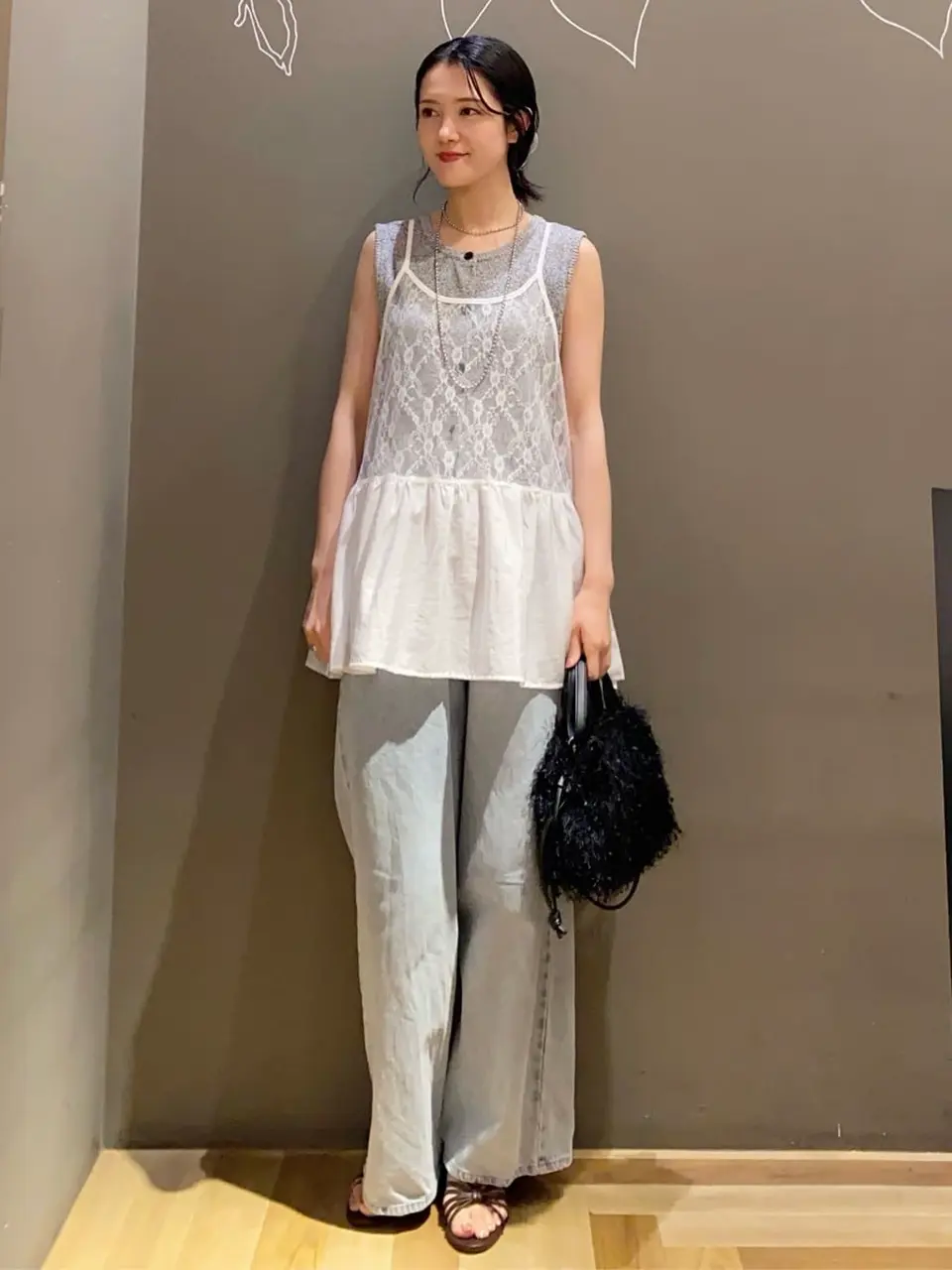 前後2way ミックスカラーノースリーブニット/Green Parks（グリーン