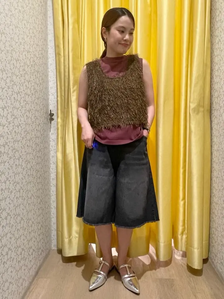 DOUBLE FLAGS ワイドデニムハーフパンツ/Green Parks（グリーン