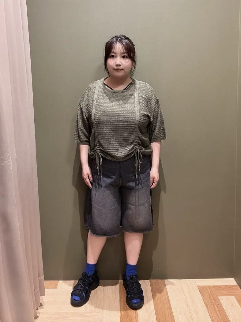 DOUBLE FLAGS ワイドデニムハーフパンツ/Green Parks（グリーン