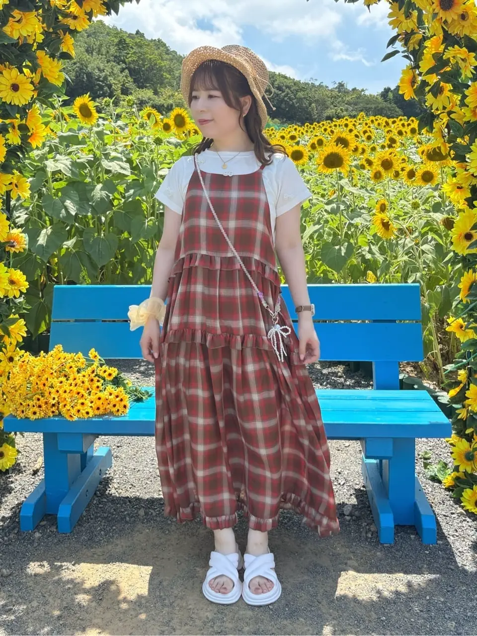 Petit Fleur オンブレーチェックキャミワンピ/Green Parks（グリーン