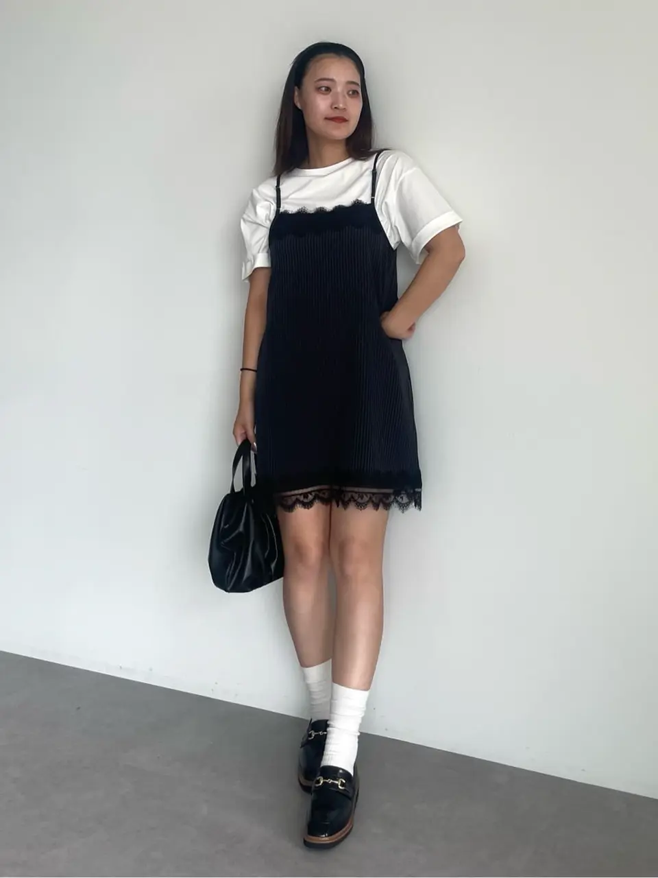 2WAYレース×ピンストライプキャミソールワンピース/AnriettMusée（アン