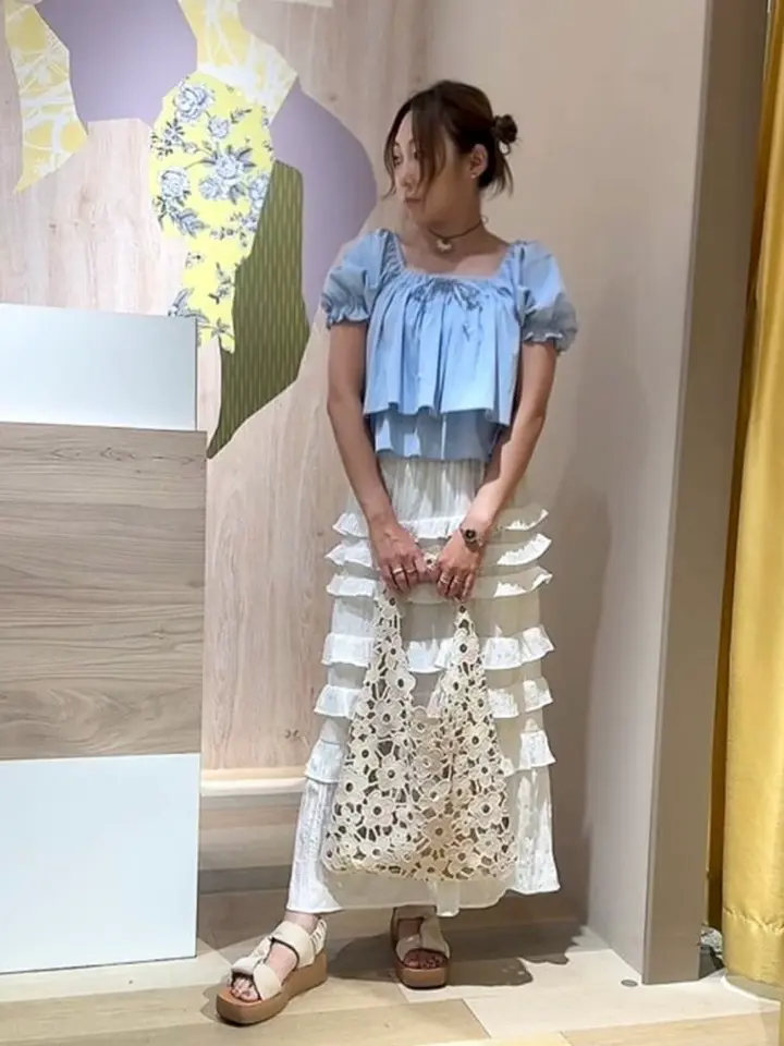 スクエアフロントリボンブラウス/earth music&ecology（アース