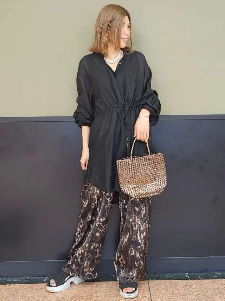 パグ バンドカラー比翼タック袖チュニック/Green Parks（グリーン パークス