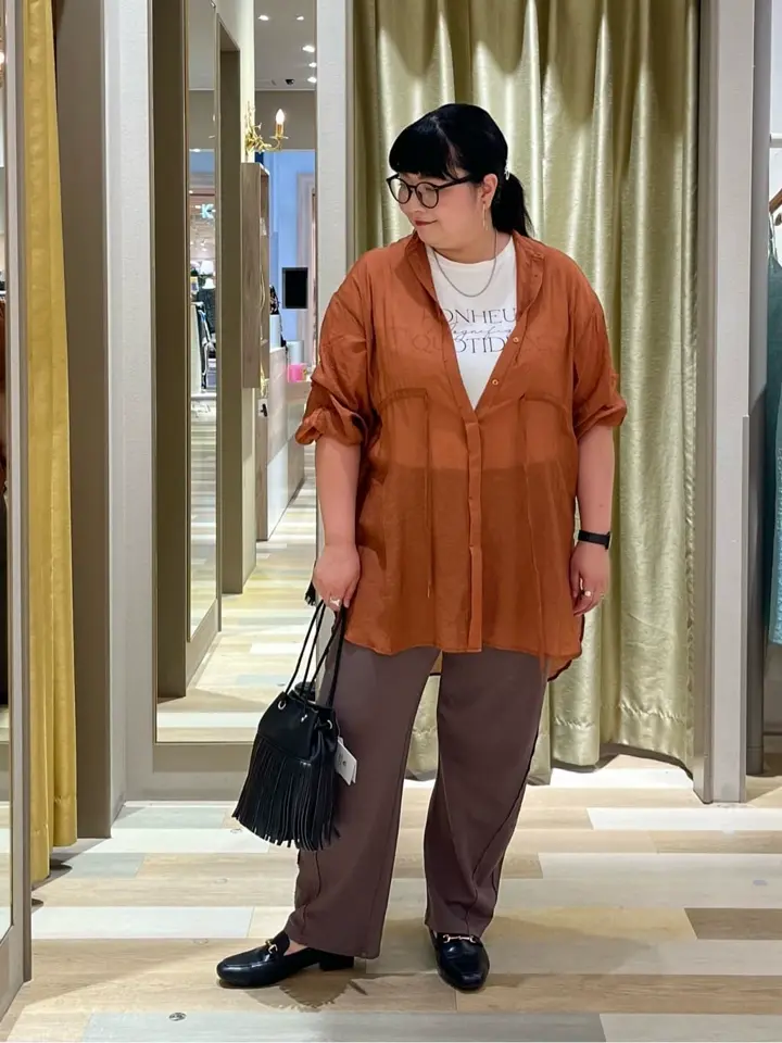 バンドカラー比翼タック袖チュニック/Green Parks（グリーン パークス