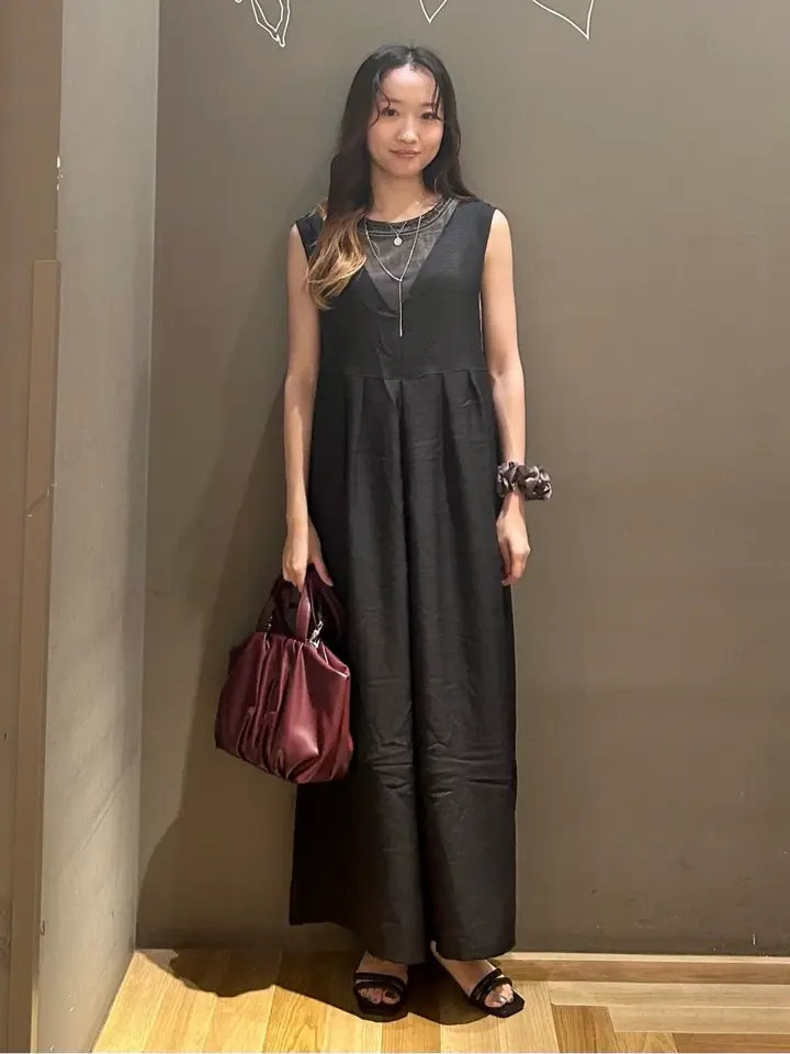 接触冷感麻調ゆったりサロペット/Green Parks（グリーン パークス）の