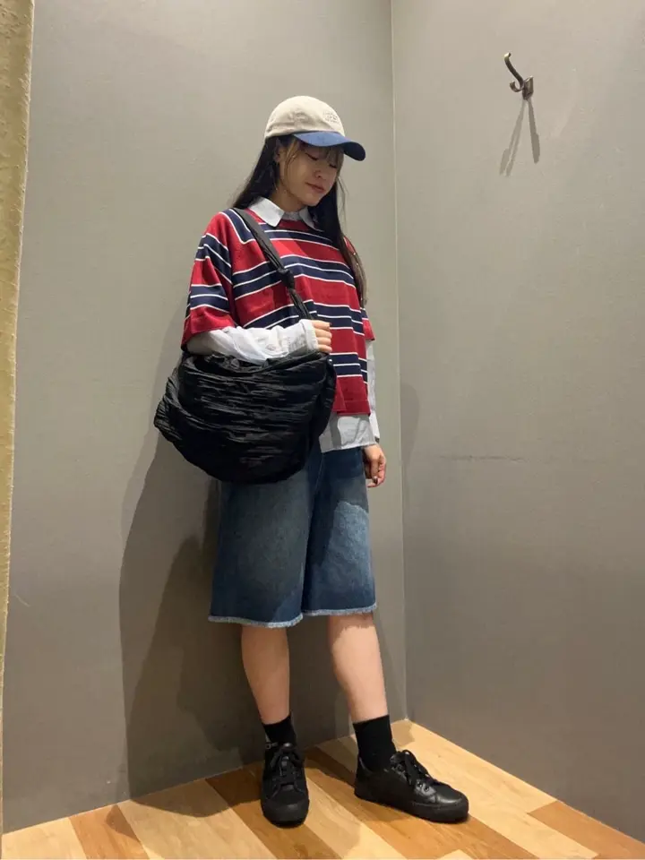 DOUBLE FLAGS ワイドデニムハーフパンツ/Green Parks（グリーン