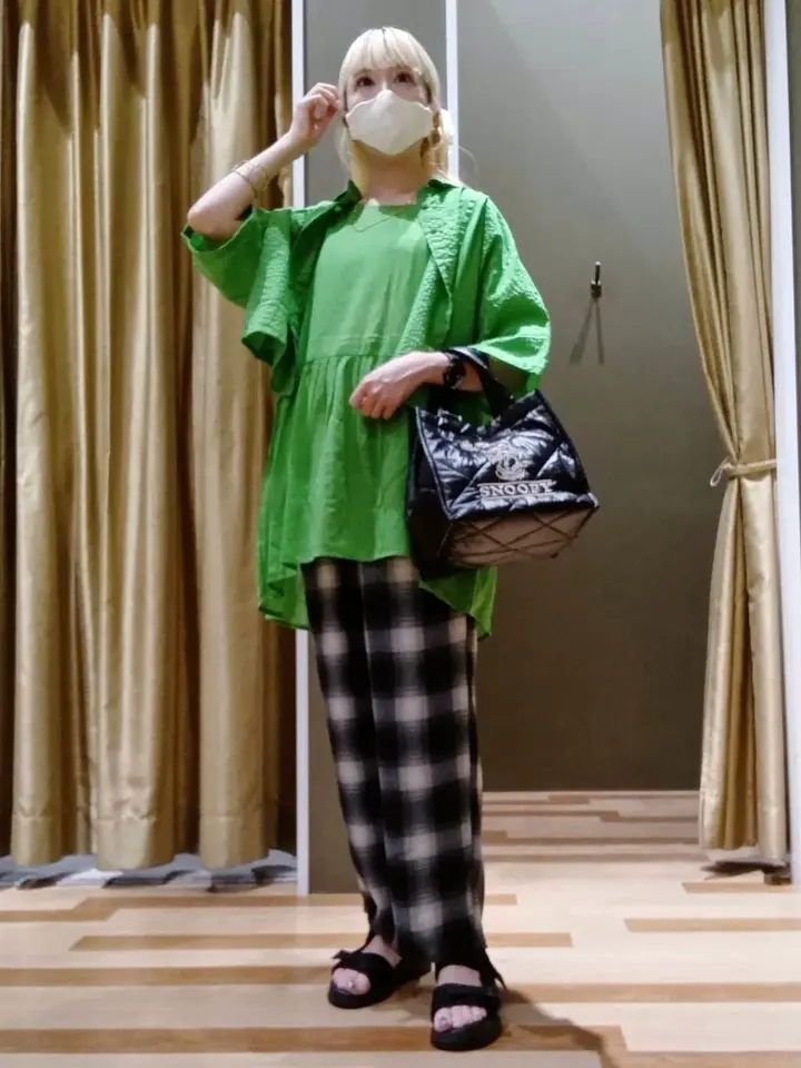 インド綿 SET2点 ギャザーシャツ+布帛インナー/Green Parks（グリーン