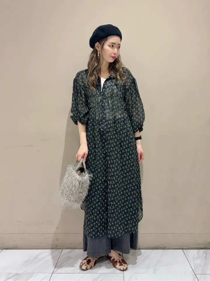 花柄シフォン楊柳ワンピース/Green Parks（グリーン パークス）の