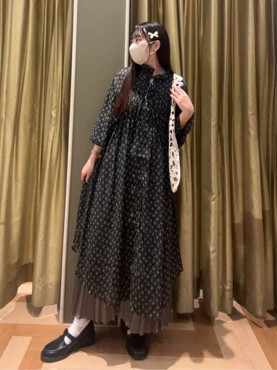 花柄シフォン楊柳ワンピース/Green Parks（グリーン パークス）の