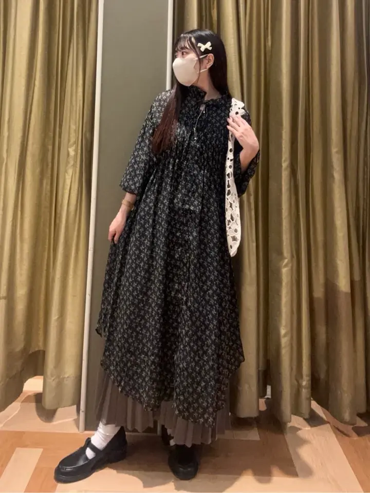 花柄シフォン楊柳ワンピース/Green Parks（グリーン パークス）の