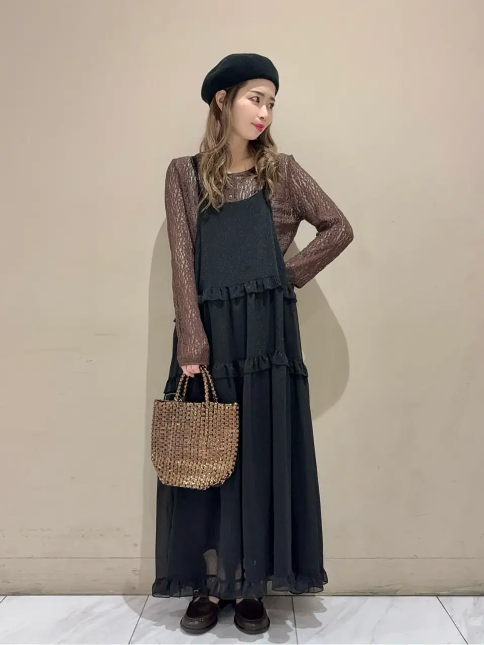 Petit Fleur シアーティアードキャミワンピ/Green Parks（グリーン