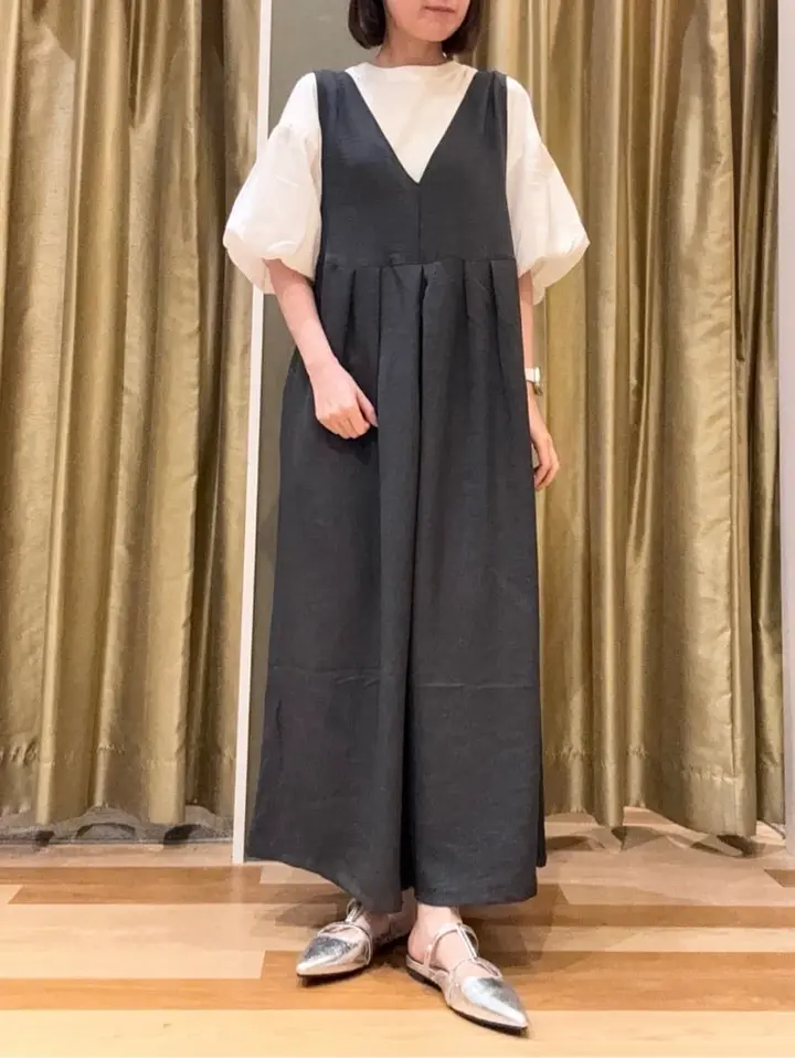 接触冷感麻調ゆったりサロペット/Green Parks（グリーン パークス）の