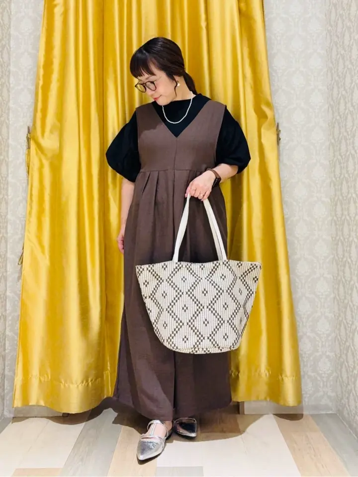 接触冷感麻調ゆったりサロペット/Green Parks（グリーン パークス）の