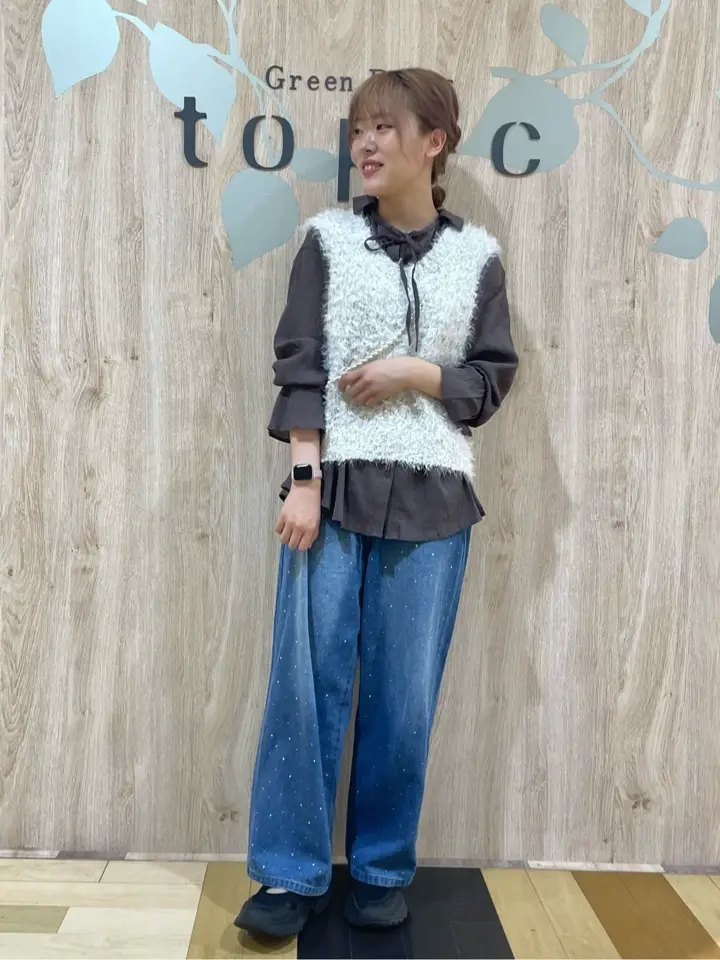 ≪USED≫フェザーヤーンニットベスト/Green Parks（グリーン パークス