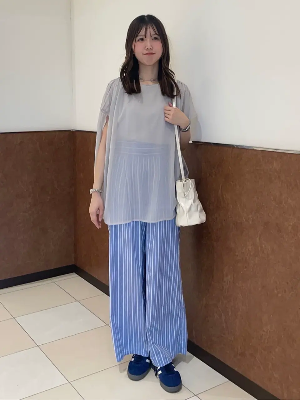 ELENCARE DUE ストライプワイドパンツ/Green Parks（グリーン パークス