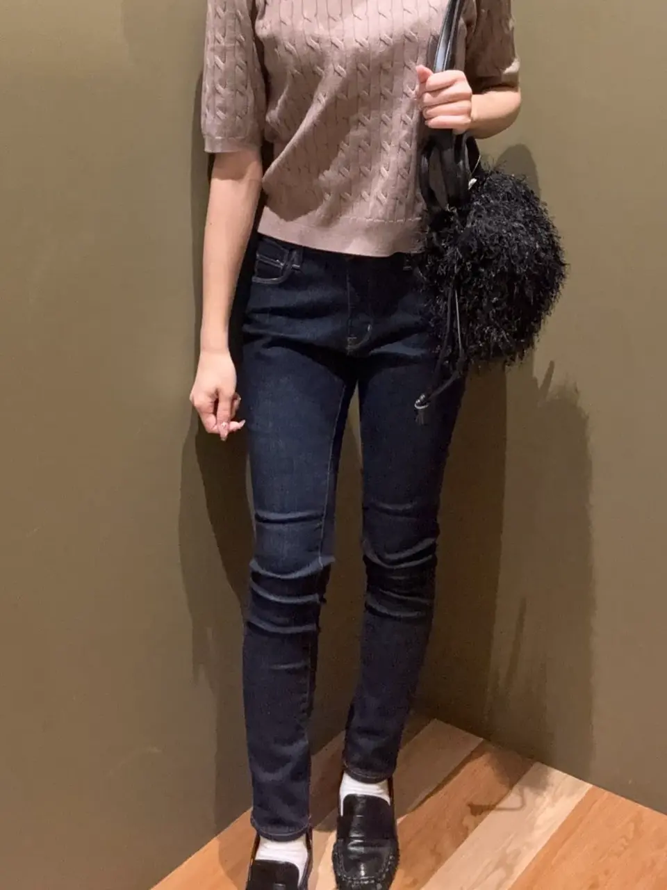 みりあん☺︎⑤ ≪USED≫ケーブル5分袖ニットプルオーバー/AMERICAN HOLIC（アメリカン