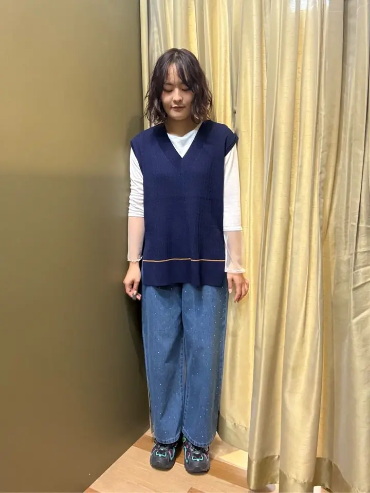 裾ラインケーブルニットベスト/Green Parks（グリーン パークス）の