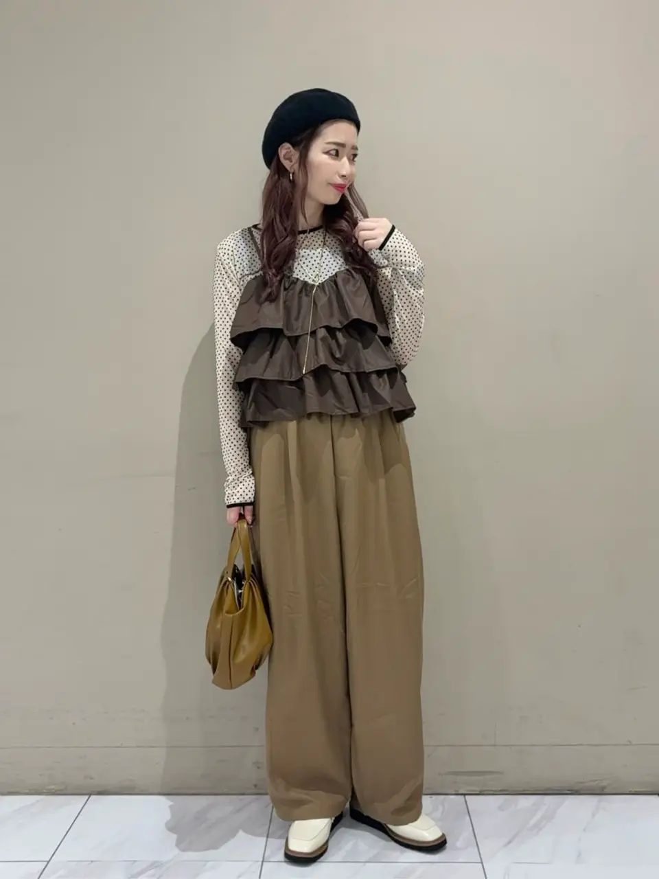 SUGAR SPOON レザーライクティアードキャミ/Green Parks（グリーン