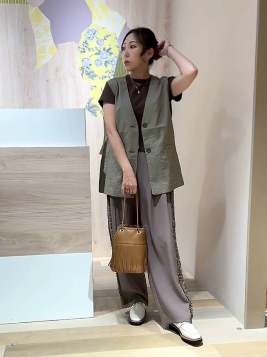 チェック柄ノースリーブジレ Green Parks｜ノースリーブチェックジレ | Rakuten Fashion(楽天