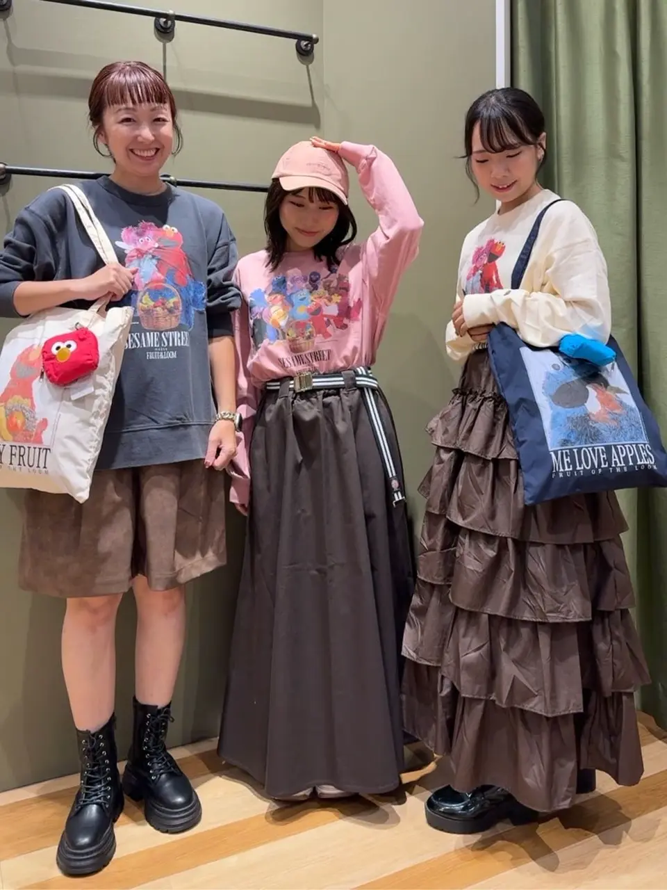 セサミストリートミーツフルーツオブザルーム ロンTEE/Green Parks