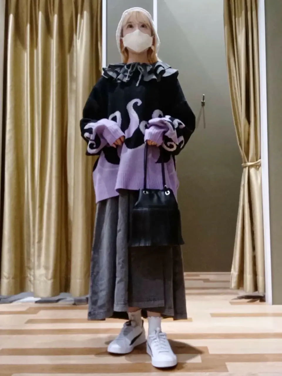 □ESCAR デニムラッフルカラーワンピース/Green Parks（グリーン