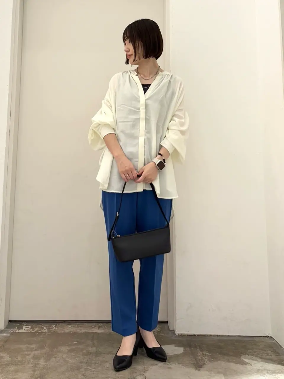 ease blue.バックシャーリングブラウス/Green Parks（グリーン