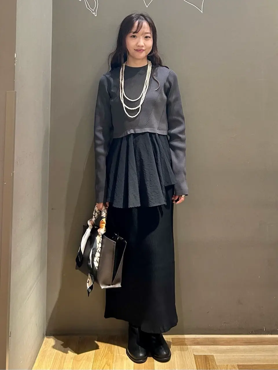 ジオメトリーパターンスカーフ 70×70/Green Parks（グリーン パークス