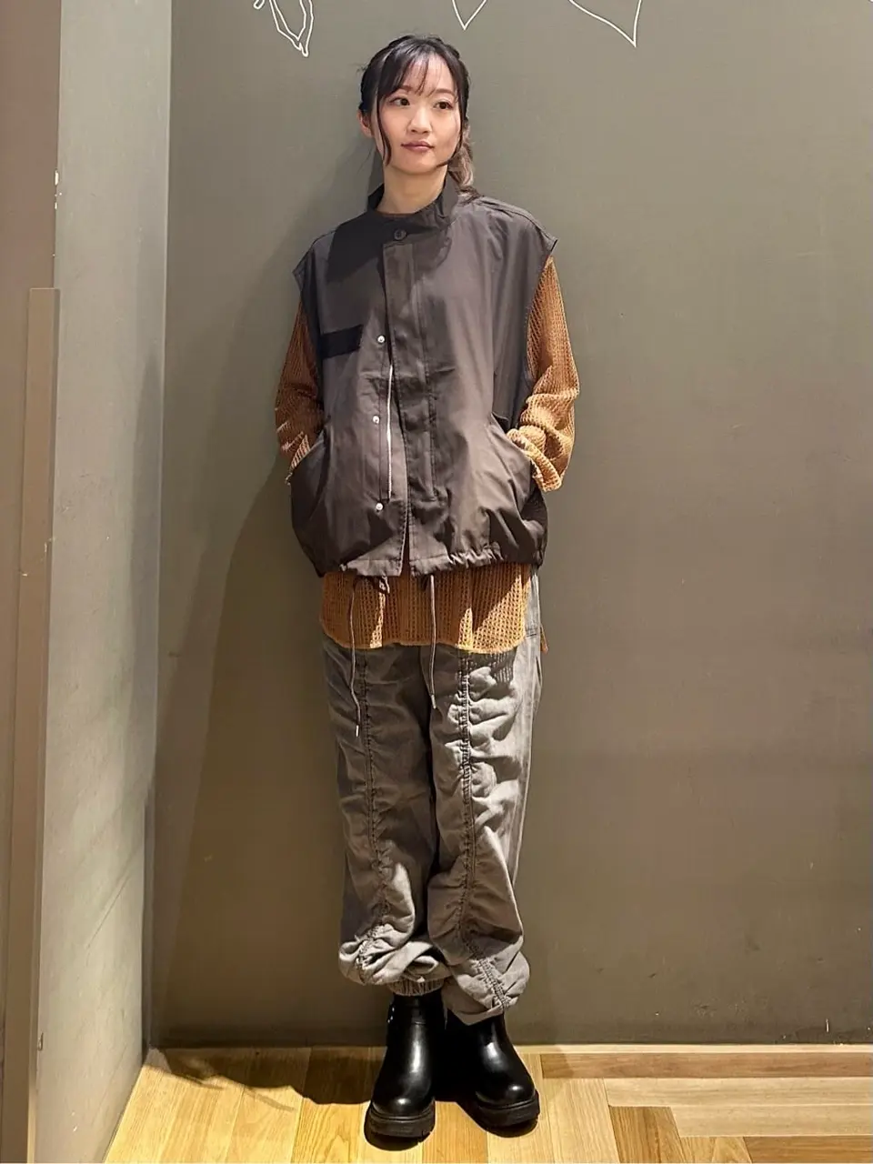 メッシュ長袖ゆるカットプルオーバー/Green Parks（グリーン パークス