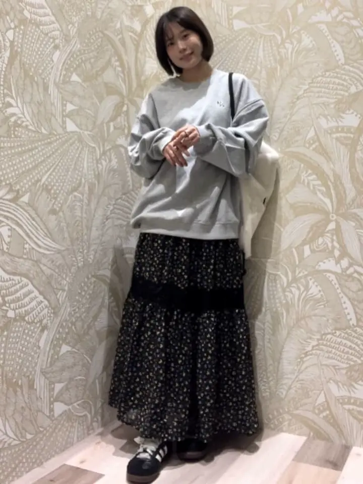 □PEANUTS スヌーピーミニ刺繍スウェット/Green Parks（グリーン