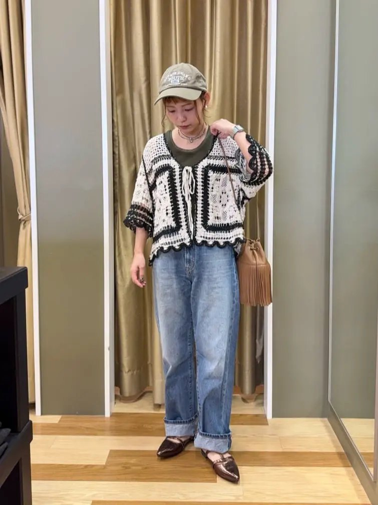 ELENCARE DUE カギ針風レースカーデ/Green Parks（グリーン パークス