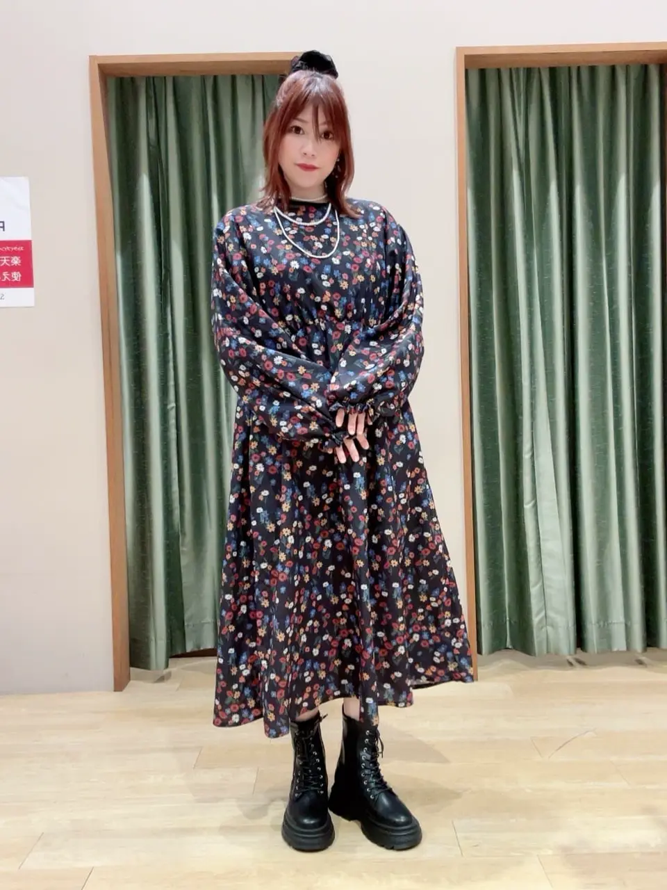 □WITH KURUMI NAKATA フラワープリントワンピース/Green Parks