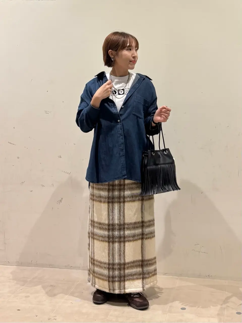 □WITH KURUMI NAKATA チェックラップスカート/Green Parks（グリーン