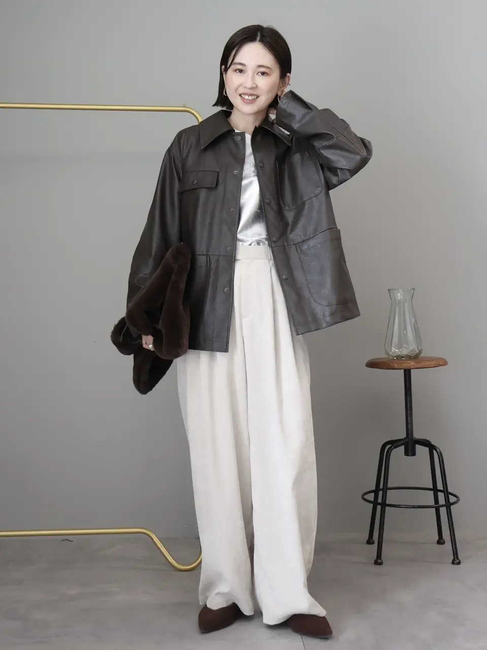 フェイクレザーカバーオール/AMERICAN HOLIC（アメリカンホリック）の