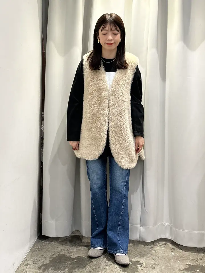 AMERICANRAGCIE ウール ジレ ベスト リアルファー グレー M AMERICAN