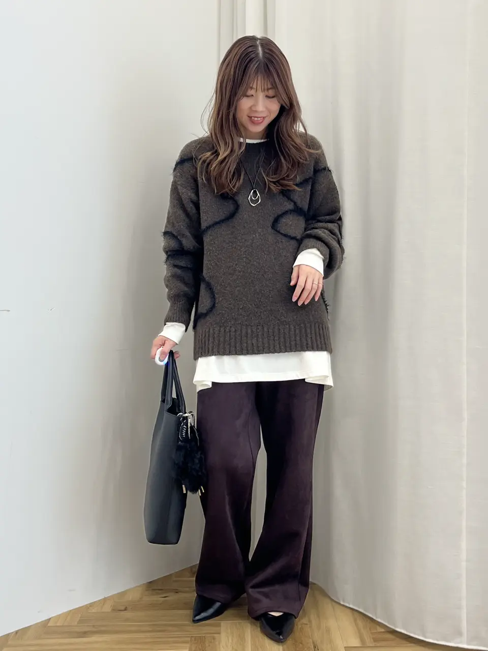 ニュアンスライン柄ニットプルオーバー/AMERICAN HOLIC（アメリカン