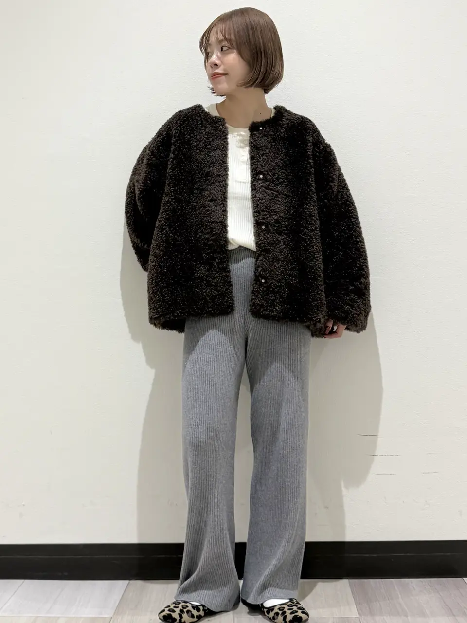 ノーカラーフェイクファーコート/AMERICAN HOLIC（アメリカンホリック