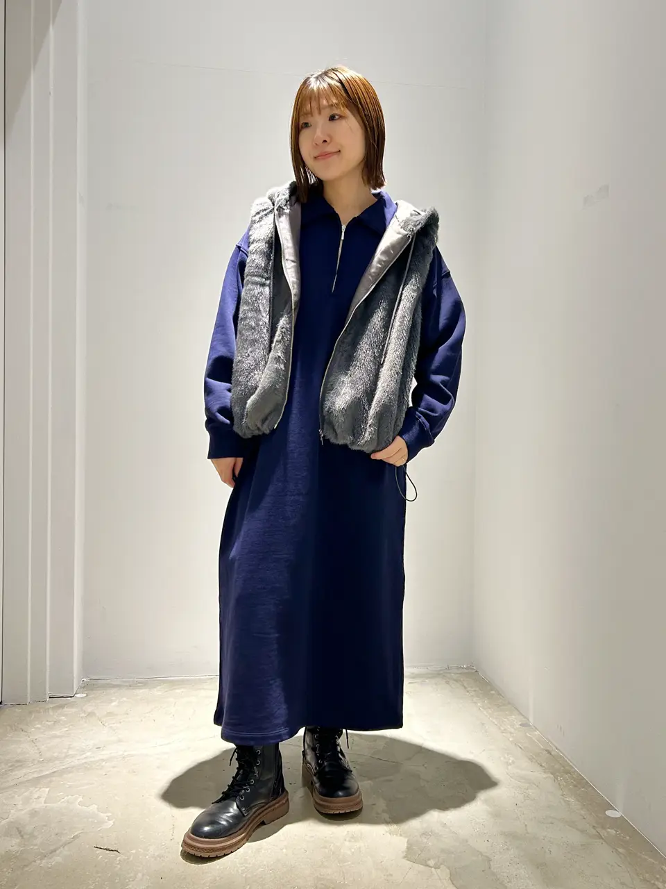 選べる丈】ハーフZIPワンピース/AMERICAN HOLIC（アメリカンホリック