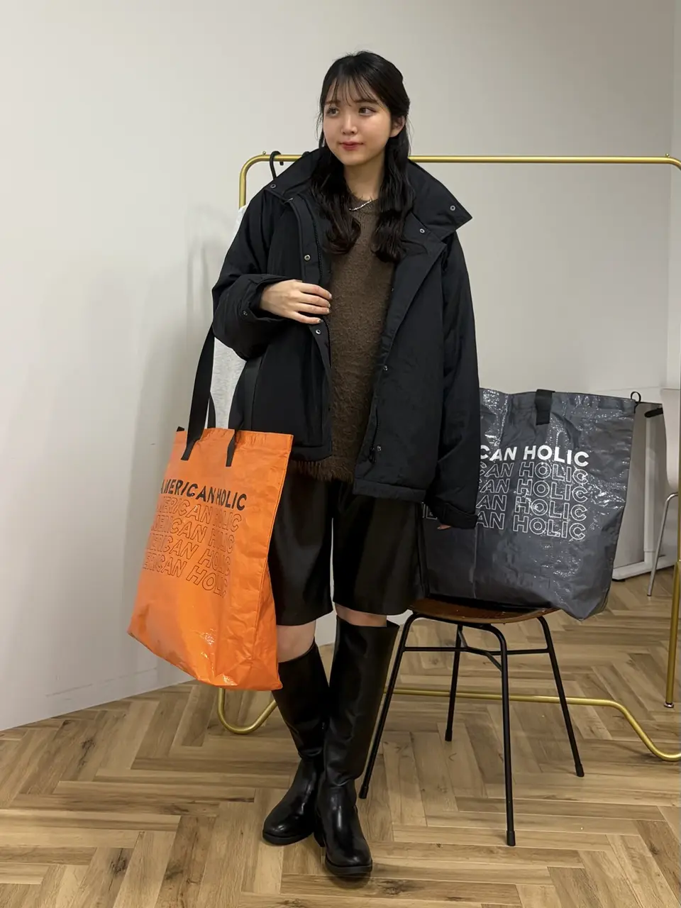 フェイクレザーハーフパンツ/AMERICAN HOLIC（アメリカンホリック）の