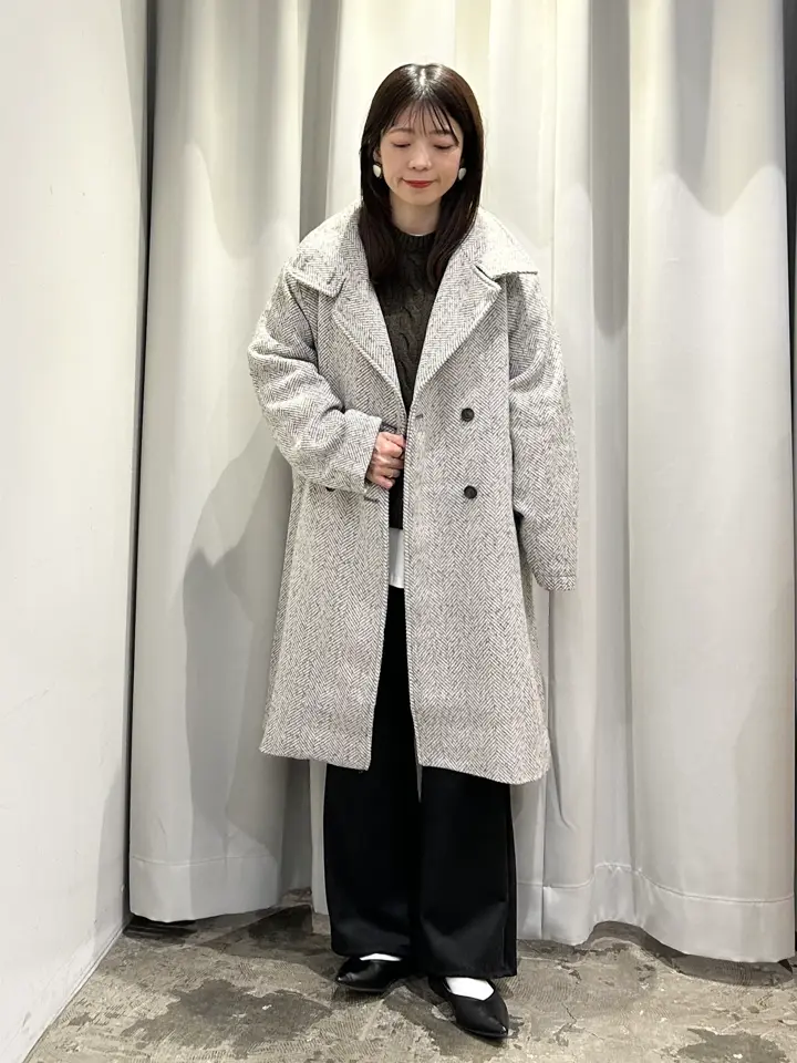 ヘリンボーンスタンドカラーコート/AMERICAN HOLIC（アメリカン