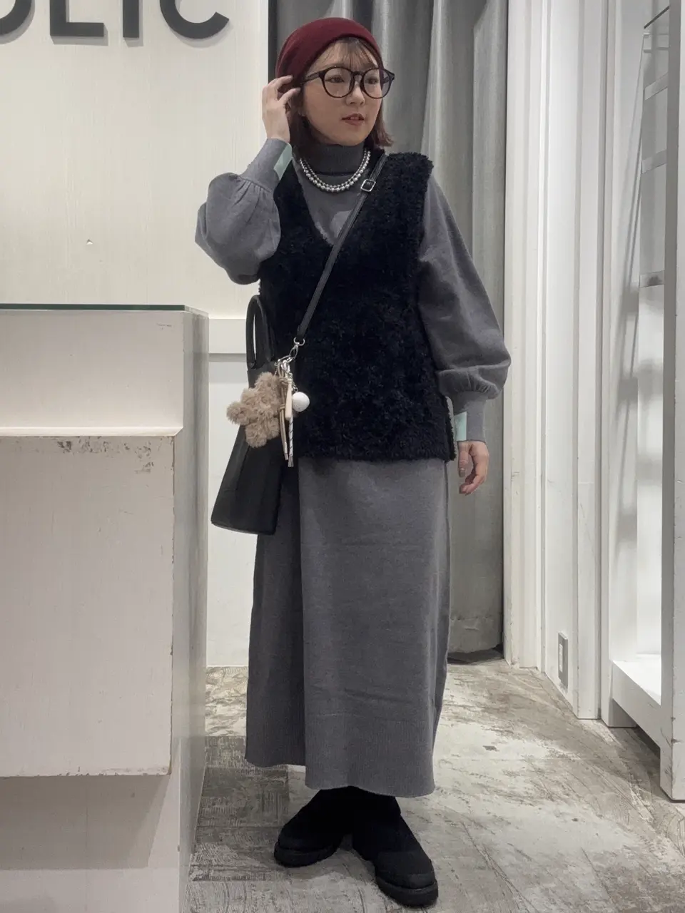 ≪USED≫バイパチモックネックニットワンピース＜静電気軽減