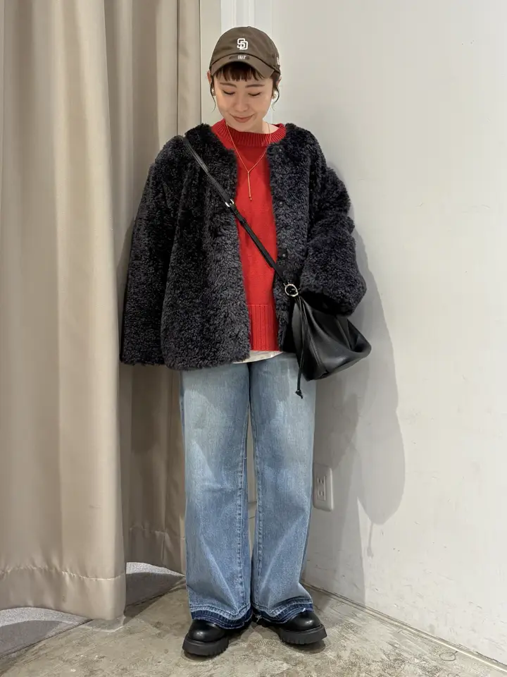 ノーカラーフェイクファーコート/AMERICAN HOLIC（アメリカンホリック