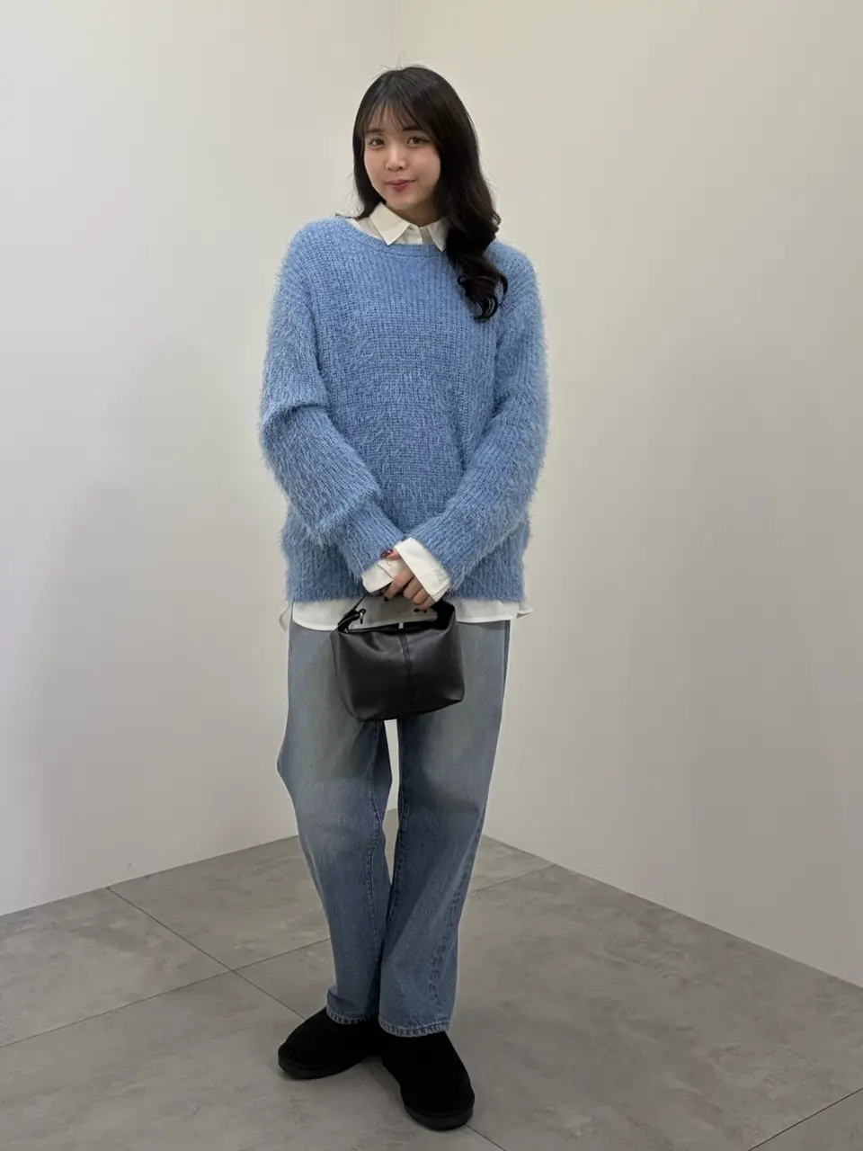 ＊新品未使用タグ付き＊meri  ゆるニット  ネイビー ノーク N.O.R.C ウールカシミヤVネックニットプルオーバー （ネイビー