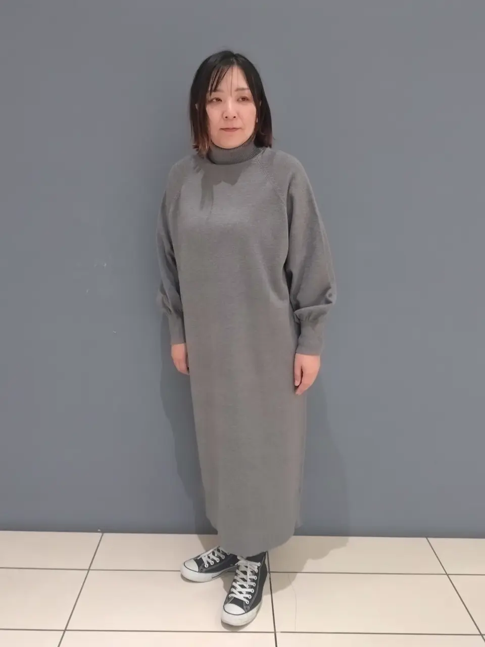 バイパチモックネックニットワンピース＜静電気軽減＞/AMERICAN HOLIC