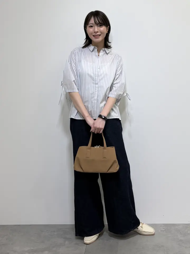 WEB限定】【接触冷感・UVカット】ギャザーリボンスリーブ半袖シャツ