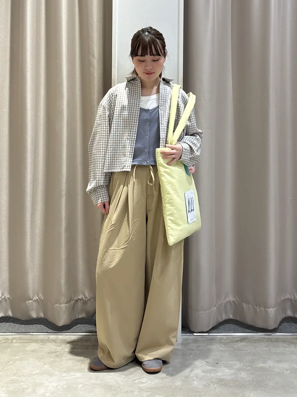 ≪USED≫【イージーケア】リボン付きタックワイドパンツ/AMERICAN