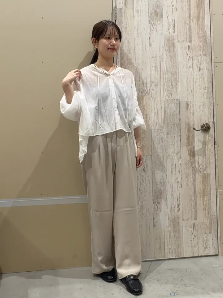 【未使用タグ付】アニュアンス スキッパー ギャザー ブラウス アイボリー F ≪USED≫スキッパーギャザーブラウス/AMERICAN HOLIC（アメリカン