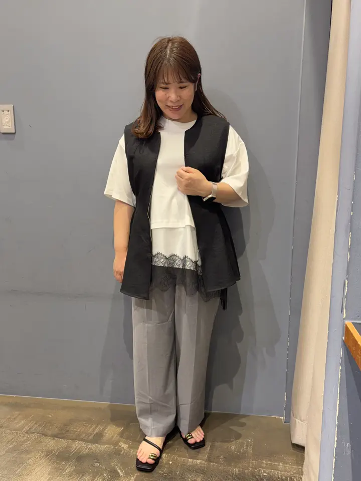 接触冷感・イージーケア】リネンライクペプラムベスト/AMERICAN HOLIC