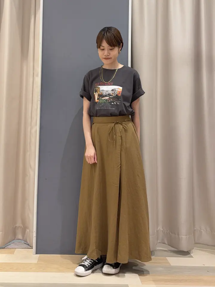 ノンプレステージ　オーガンジーカラーセミフレアスカート　ほぼ新品 マルチ機能】ラップ風セミフレアスカート/AMERICAN HOLIC（アメリカン