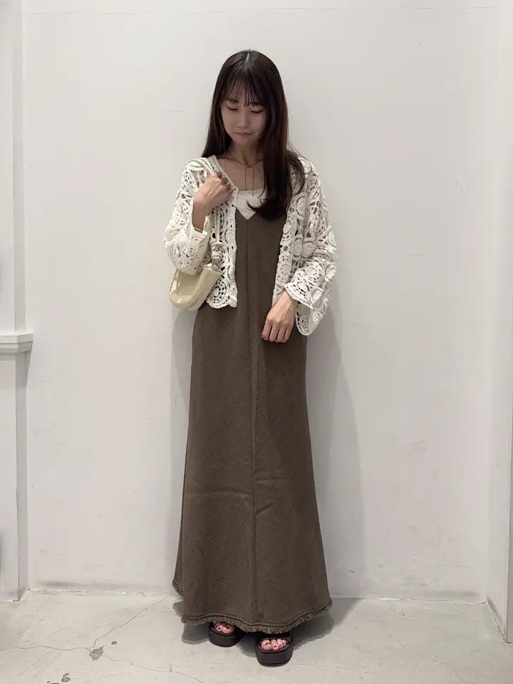 接触冷感・イージーケア】リネンライクフリンジキャミワンピース