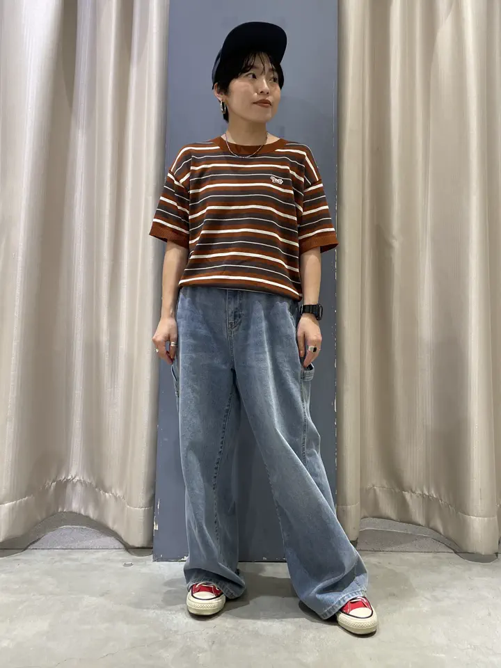 44 XXL ウエストライド NGT総柄 ジャガード ニット ボーダー 半袖